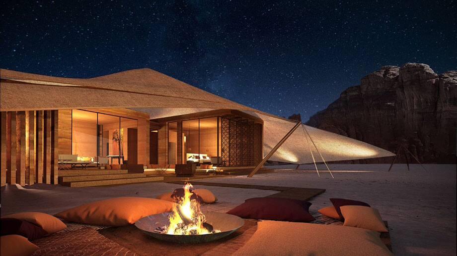 Banyan Tree AlUla Saudi Arabia Fire Pit Night