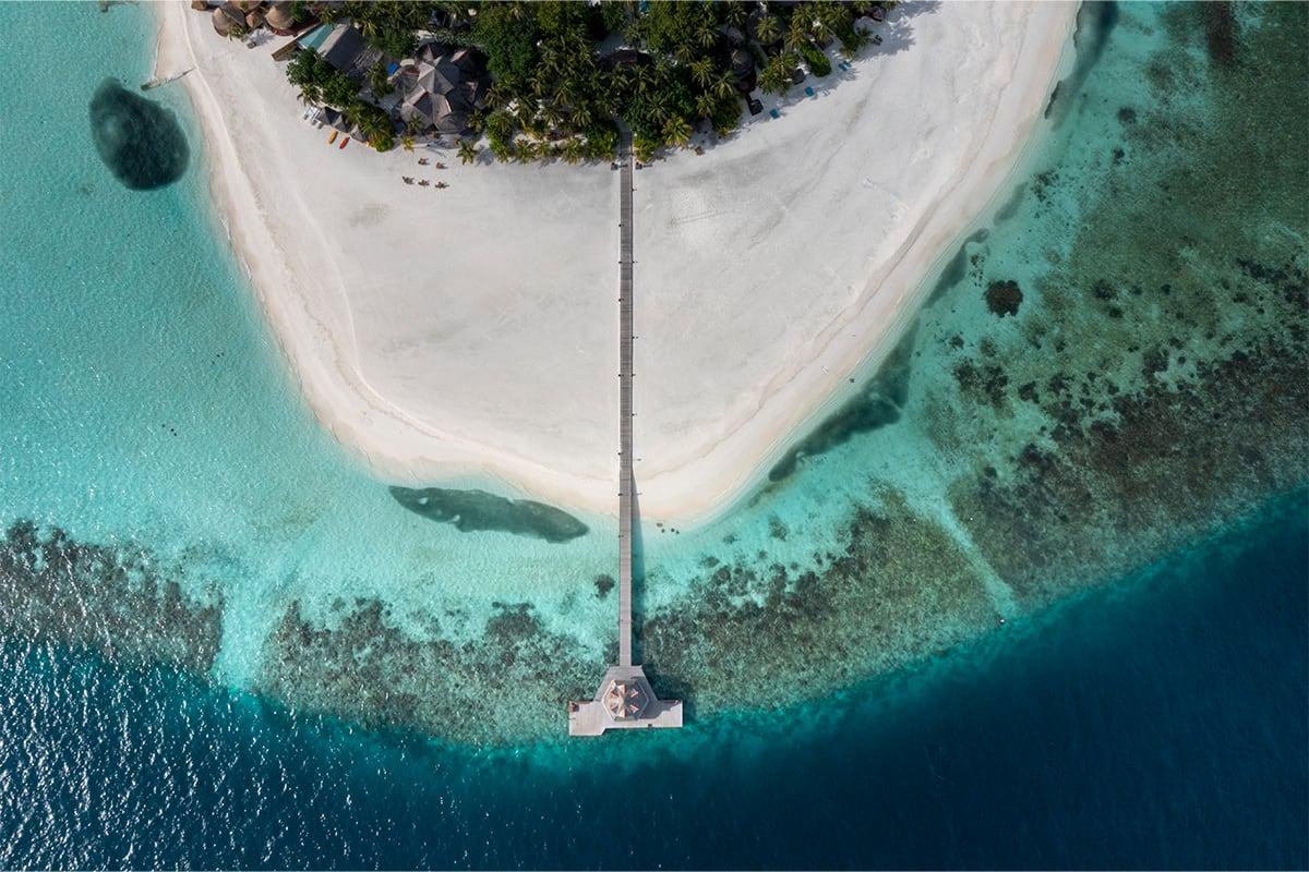 Drone shot Banyan Tree vabbinfaru