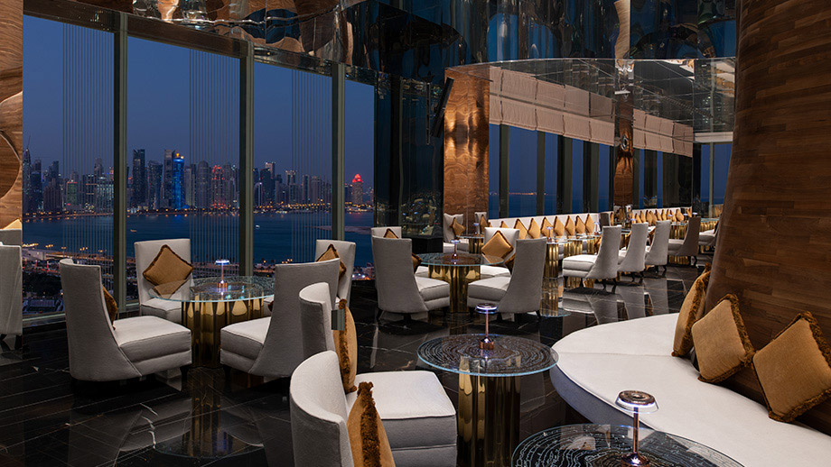 Banyan Tree Qatar Doha Dining - Vertigo Dining Night Shot City View