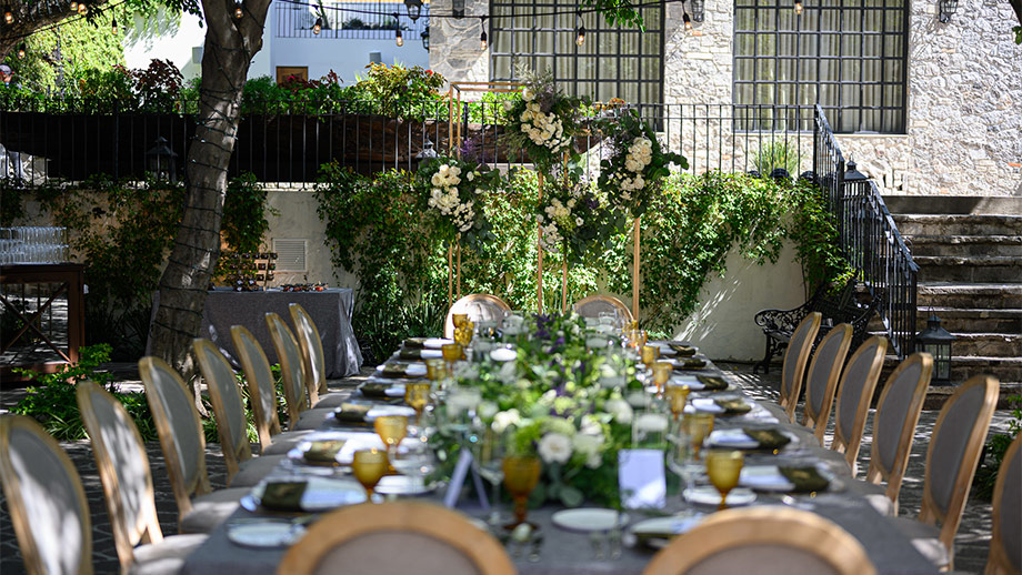 Patio Rosa wedding set up 