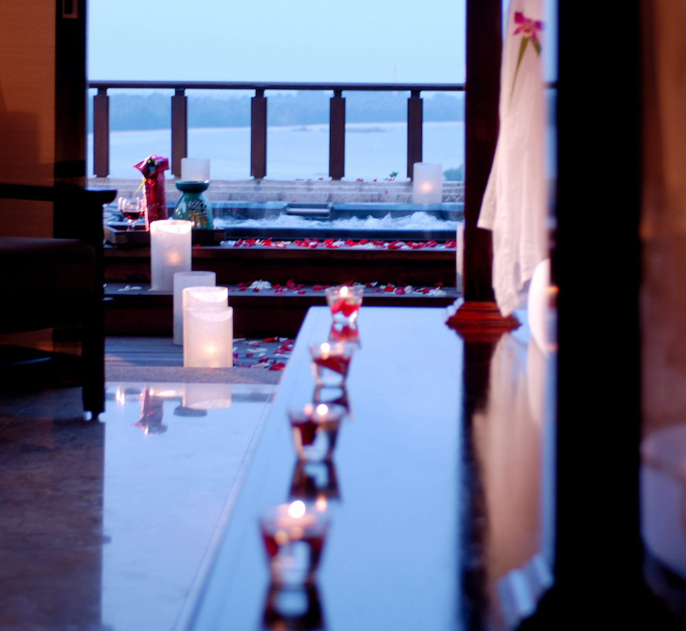 romantic in-villa setup at banyan tree bintan villa