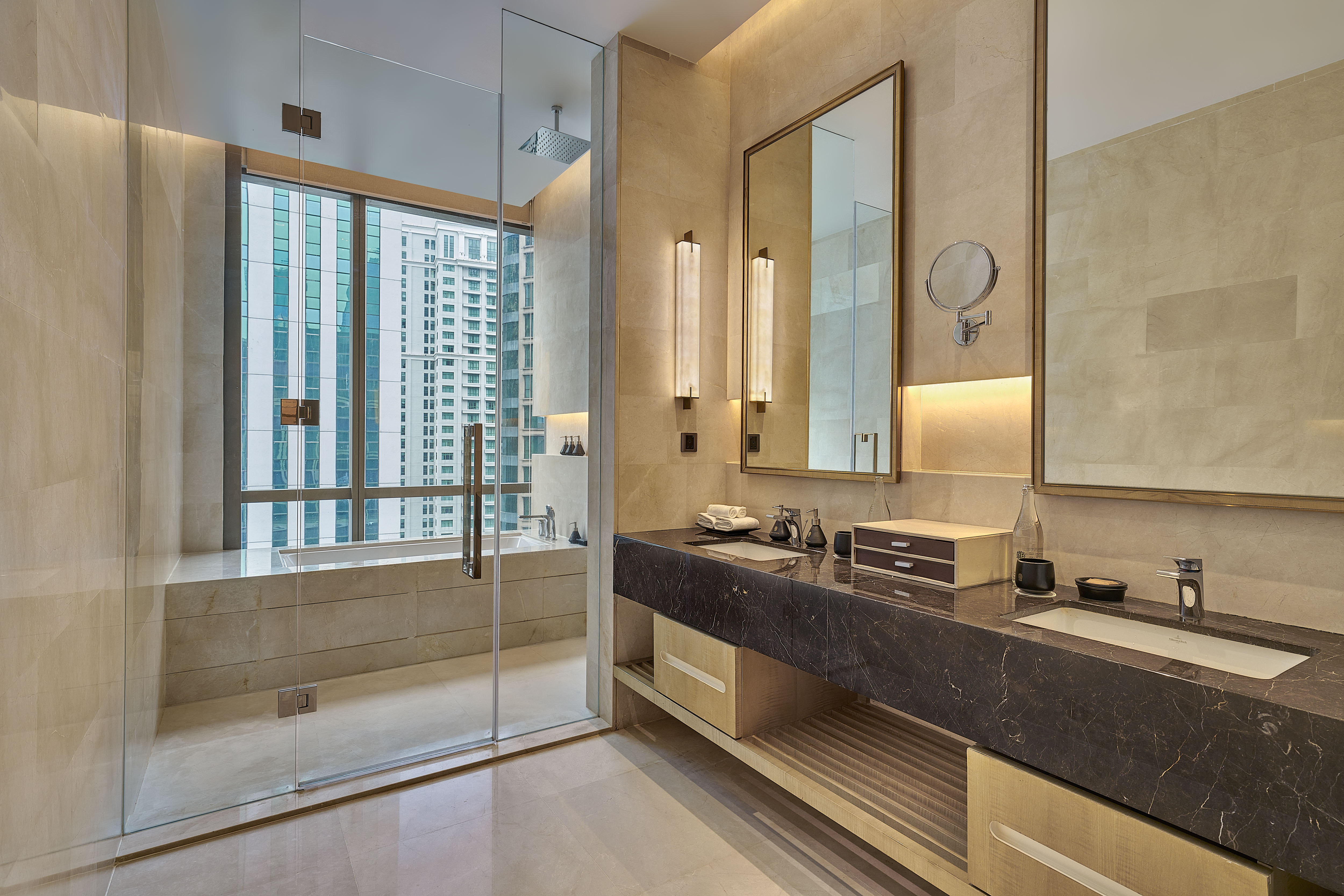 urban studio twin bathroom