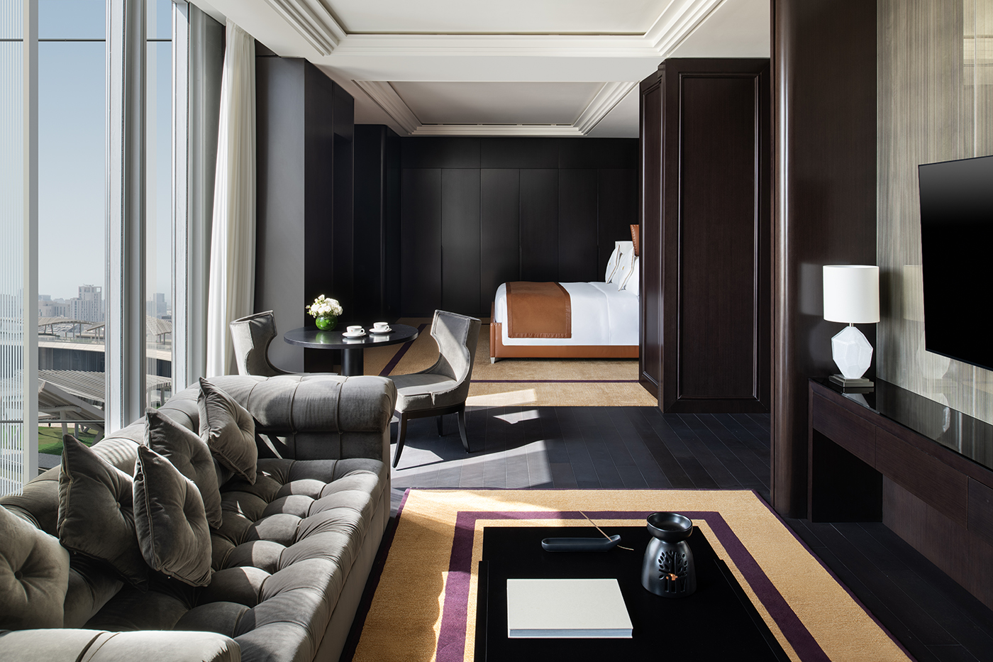 living room view with bedroom