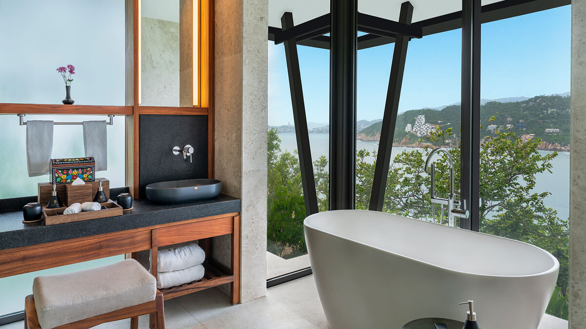 bathroom with views