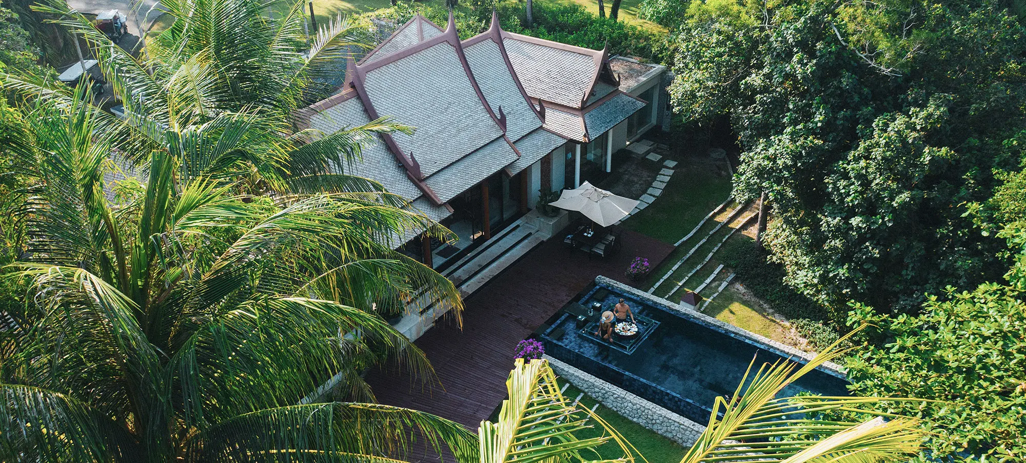 Banyan Tree Thailand Phuket Gallery - Double Pool Villa Floating Breakfast Couple Aerial